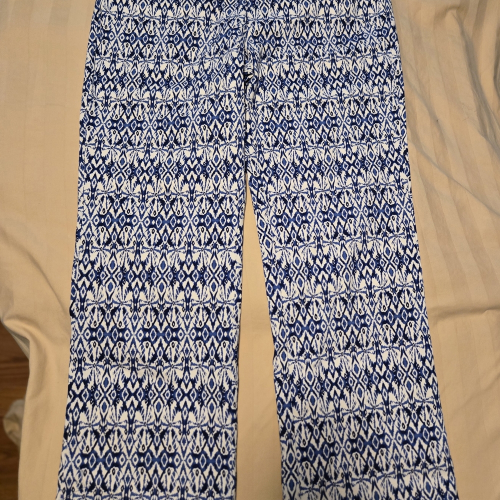 Tribal Blue and White Patterned Pants